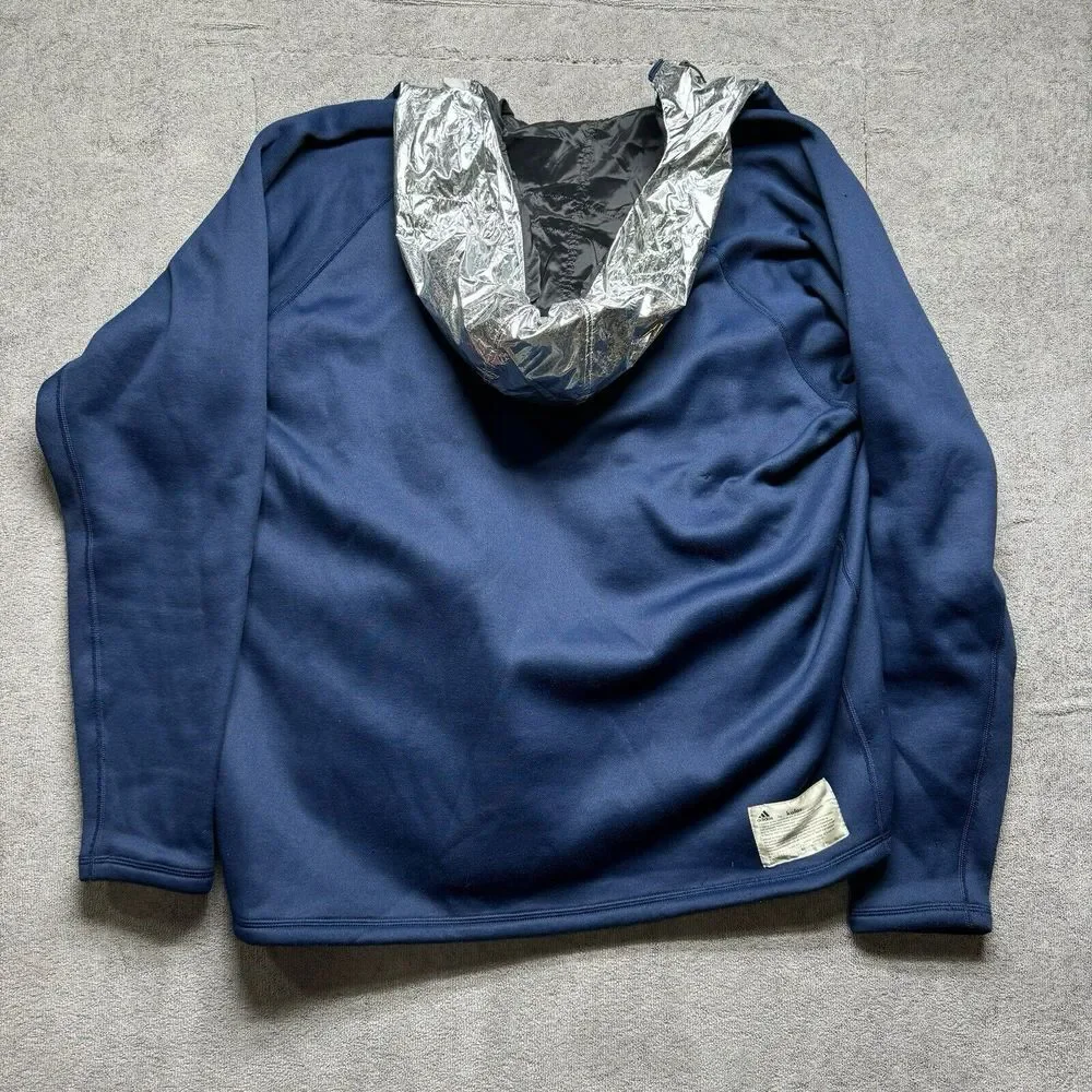 Adidas x Kolor Colab Jacket Mens XL Blue Climaheat Hoodie Full Zip‎ Silver Metal
